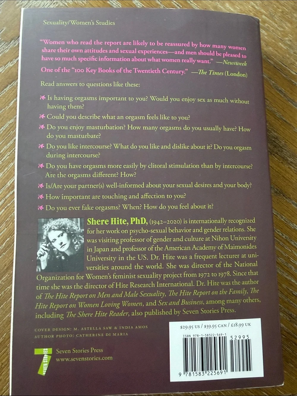 The Hite Report by Shere Hite - Women's Sexuality Study (Purple) paperback